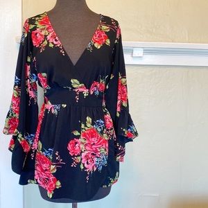 Betsey Johnson Floral Tunic Blouse Top